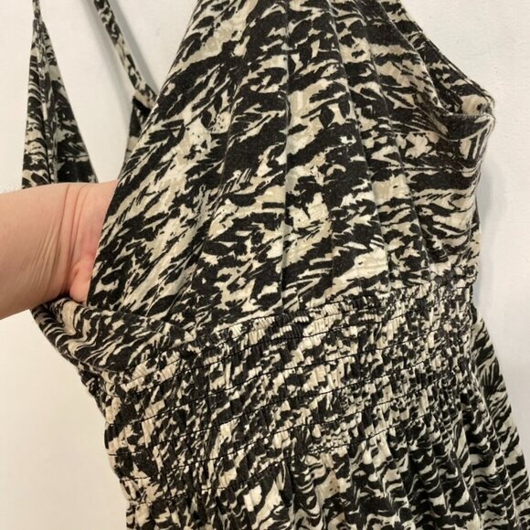 TORRID 1 Plus Size Feather Sleeveless Maxi Dress Cream Black Print Tie Back Boho - Picture 7 of 16